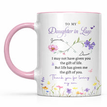 Load image into Gallery viewer, Personalized Floral Accent Mug Custom Gift for Daughter in Law