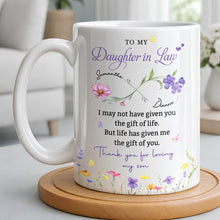 Load image into Gallery viewer, Personalized Coffee Mug Custom Flowers Gift for Daughter-in-Law