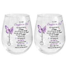 Load image into Gallery viewer, Personalized Stemless Wine Glass Custom Name Gift for Daughter-in-Law