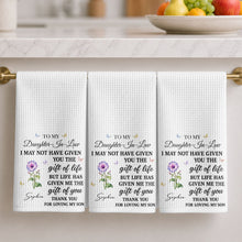 Load image into Gallery viewer, Personalized Kitchen Towel Custom Flower Design Gift for Daughter-in-Law