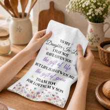 Load image into Gallery viewer, Personalized Kitchen Towel Gift for Daughter-in-Law with Flowers