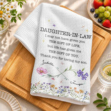 Load image into Gallery viewer, Personalized Kitchen Towel for Daughter-In-Law Gift with Infinity Flowers