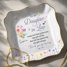Load image into Gallery viewer, Personalized Lace Jewelry Dish Custom Name Gift for Daughter-in-Law