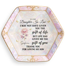 Load image into Gallery viewer, Personalized Hexagonal Ceramic Jewelry Dish Gift for Daughter-In-Law
