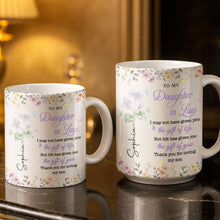 Load image into Gallery viewer, Personalized Floral Coffee Mug Gift for Daughter-in-Law