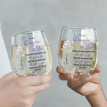 Load image into Gallery viewer, Personalized Stemless Wine Glass Custom Gift for Daughter-in-Law