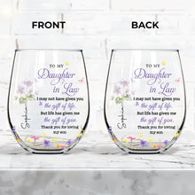 Load image into Gallery viewer, Personalized Stemless Wine Glass Custom Gift for Daughter-in-Law