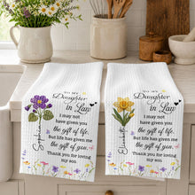 Load image into Gallery viewer, Personalized Birth Month Flower Kitchen Towel Gift for Daughter-in-Law