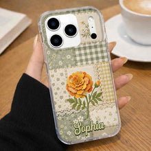 Load image into Gallery viewer, Personalized Clear Phone Case Floral Design Custom Name Gift for Her
