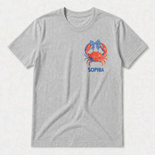 Load image into Gallery viewer, Personalized Beach T-Shirt Custom Name Crabby Design for Girls