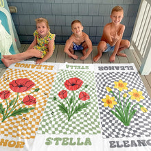 Load image into Gallery viewer, Personalized Beach Towel Custom Name Birth Month Flowers Gift for Mom