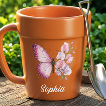 Load image into Gallery viewer, Personalized Plant Pot Ceramic Mug Custom Butterfly Gift for Her