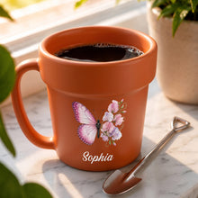 Load image into Gallery viewer, Personalized Plant Pot Ceramic Mug Custom Butterfly Gift for Her