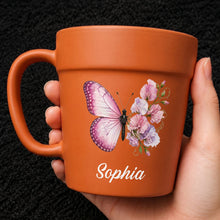 Load image into Gallery viewer, Personalized Plant Pot Ceramic Mug Custom Butterfly Gift for Her