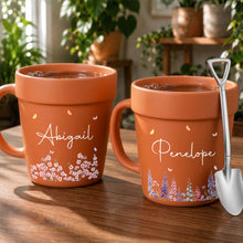 Load image into Gallery viewer, Personalized Ceramic Flower Pot Mug Custom Name Gift for Mom