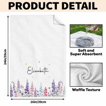 Load image into Gallery viewer, Personalized Kitchen Towel with Birth Month Flowers for Her