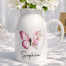 Load image into Gallery viewer, Personalized Butterfly Ceramic Flower Vase Custom Name Gift