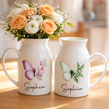 Load image into Gallery viewer, Personalized Butterfly Ceramic Flower Vase Custom Name Gift