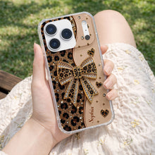 Load image into Gallery viewer, Personalized Leopard Print Clear Phone Case Custom Name Gift for Her