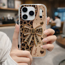 Load image into Gallery viewer, Personalized Leopard Print Clear Phone Case Custom Name Gift for Her