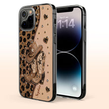 Load image into Gallery viewer, Personalized Clear Phone Case with Cowgirl Boots & Hat Glitter for Her