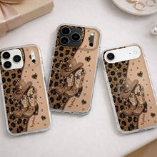 Load image into Gallery viewer, Personalized Clear Phone Case with Cowgirl Boots & Hat Glitter for Her