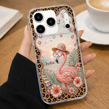 Load image into Gallery viewer, Personalized Clear Phone Case with Flamingo & Leopard Print for Her