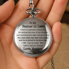 Load image into Gallery viewer, Personalized Silver-Plated Pocket Watch Custom Engraved Gift for Father-in-Law