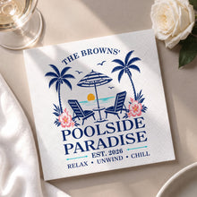Load image into Gallery viewer, Personalized Cocktail Napkins Custom Family Name Beach Theme
