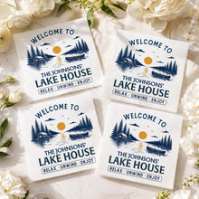 Load image into Gallery viewer, Personalized Cocktail Napkins Custom Family Name Lake House