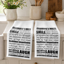 Load image into Gallery viewer, Personalized Kitchen Towel Grandparent's Rules Gift for Family