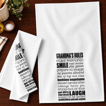 Load image into Gallery viewer, Personalized Kitchen Towel Grandparent's Rules Gift for Family