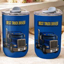 Load image into Gallery viewer, Personalized Blue Semi Truck Tumbler Custom Name Gift for Dad
