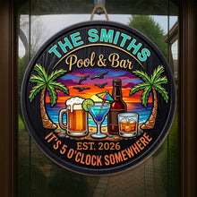 Load image into Gallery viewer, Personalized Wood Sign It's 5 O'clock Somewhere Custom Family Gift