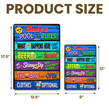 Load image into Gallery viewer, Personalized Metal Sign Pool Rules Custom Name Gift for Home
