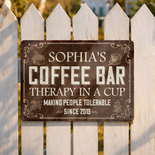 Load image into Gallery viewer, Personalized Coffee Bar Metal Sign Custom Name Gift for Coffee Lovers