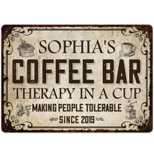 Load image into Gallery viewer, Personalized Coffee Bar Metal Sign Custom Name Gift for Coffee Lovers