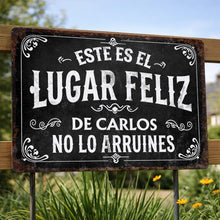 Load image into Gallery viewer, Personalized Metal Sign Custom Name Happy Place Gift for Dad
