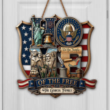 Load image into Gallery viewer, Personalized Patriotic Wood Sign Custom Family Name Gift
