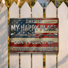 Load image into Gallery viewer, Personalized Metal Sign Custom Name American Flag Gift for Dad