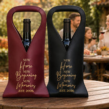 Load image into Gallery viewer, Personalized Leather Wine Bag Custom Name Gift for Couples