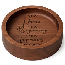 Load image into Gallery viewer, Personalized Round Wood Ring Dish Custom Name Gift for New Home