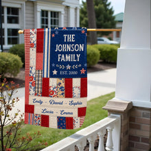 Load image into Gallery viewer, Personalized Double-Sided Garden Flag Custom Family Name 4th of July Gift