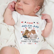 Load image into Gallery viewer, Personalized 4th of July Baby Onesie Custom Photo Gift for Family