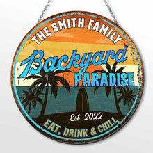 Load image into Gallery viewer, Personalized Custom Shaped Metal Sign for Backyard Paradise Decor