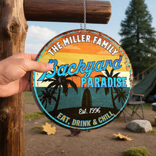 Load image into Gallery viewer, Personalized Custom Shaped Metal Sign for Backyard Paradise Decor