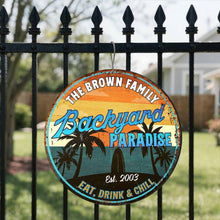 Load image into Gallery viewer, Personalized Custom Shaped Metal Sign for Backyard Paradise Decor