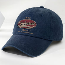 Load image into Gallery viewer, Personalized Washed Denim Cap Custom Family Name Gift