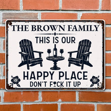 Load image into Gallery viewer, Personalized Metal Sign Custom Family Name Happy Place Gift