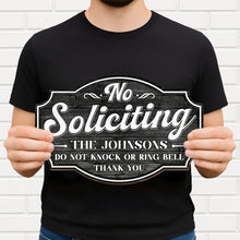Load image into Gallery viewer, Personalized No Soliciting Wood Sign Custom Wall Decor Gift